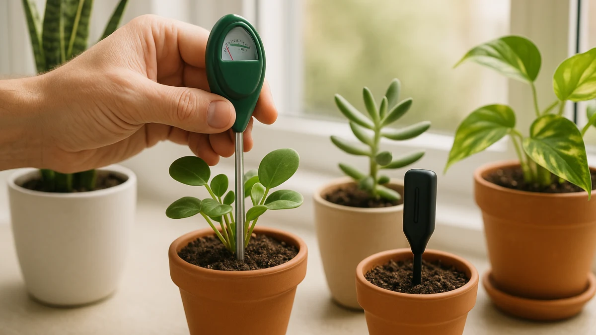 Houseplant Soil Moisture Meters and Sensors for Small Pots