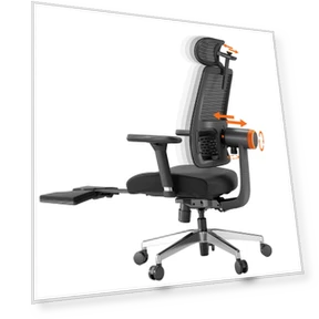 Ergonomic Chair with Footrest, Auto-Following Backrest Headrest, Adaptive Lower Back Support — Office, NEWTRAL