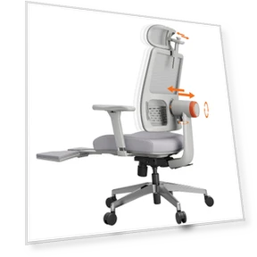 Ergonomic Chair with Footrest, Auto-Following Backrest Headrest, Adaptive Lower Back Support — Office, NEWTRAL