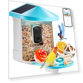 Smart Bird Feeder with Camera 2K HD, Solar-Powered — Outdoor & Wildlife Cameras, VEVOR