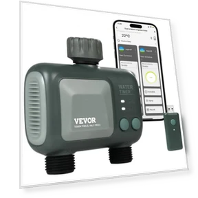 WiFi Sprinkler Timer, 2 Outlets, Smart Hose Faucet Water Timer — Controllers, VEVOR