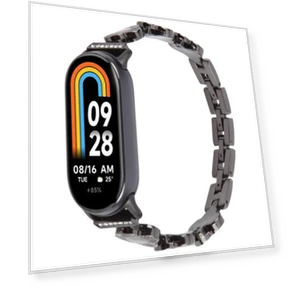 Four-petaled Flower Diamond Bracelet Metal Watch Band for Xiaomi Smart Band 9/8 — Bands, Xiaomi