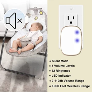 Wireless Doorbell with 1000ft Range, 5 Volume Levels, and LED Flashing, AKK