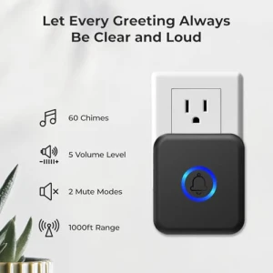 Waterproof Wireless Doorbell with 60 Chimes & Adjustable Volume, FOVKSUC