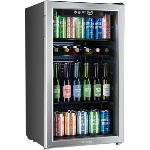 Mini Beverage Refrigerator with Glass Door - 120 Cans Capacity, hOmeLabs