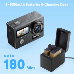 4K30fps WiFi Action Camera with Waterproof Case and Accessories, AKASO