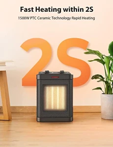 1500W PTC Ceramic Space Heater with Thermostat, Pereysi