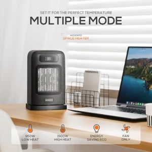 Space Heater for Indoor Use, 1500W Electric Heater with Heating and Fan Modes, MORENTO