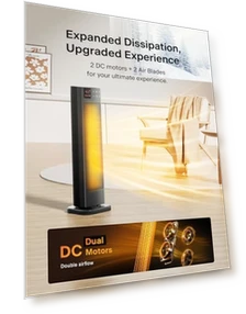 Oscillating Ceramic Tower Indoor Space Heater with Remote Control — Portable Heating Solutions, PELONIS
