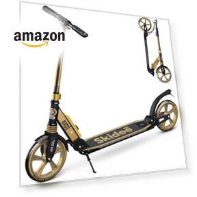 Adjustable Height Folding Scooter with Large Wheels and Anti-Shock Suspension — Push Scooters, SKIDEE