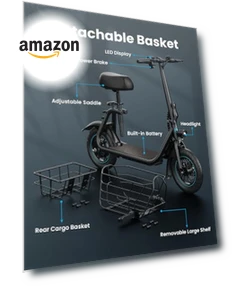 Electric Scooter with Large Middle Basket, 550W Motor, Foldable Design — Electric Self-Balancing Scooters, Gyroor