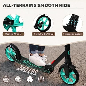 Foldable Kick Scooter with 8IN Wheels for Kids, Teens & Adults, WAYPLUS