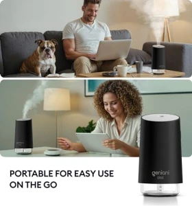 Portable Cool Mist Humidifier with Auto Shut Off & Night Light — Humidifier, GENIANI