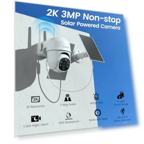 2K Outdoor Security Camera with Solar Power, 360° Viewing, Human Detection — Smart Home Security, cinnado