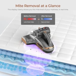 Bed Vacuum Cleaner with UV-C Light, 15Kpa Suction, 700W Powerful Double Cup Handheld Vacuums, JIGOO