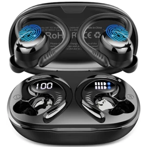 Bluetooth 5.4 Wireless Earbuds with Earhooks, 50H Playtime, ENC Noise Canceling, IP7 Waterproof — Wireless Earbuds, Hupoaf