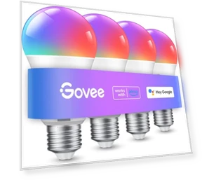 Smart Light Bulbs, Color Changing LED Bulbs, WiFi & Bluetooth, Music Sync, A19, 4 Pack — LED, Govee