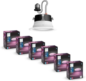 White and Color Ambiance Smart Retrofit LED 4-inch Downlights, Philips Hue