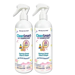Toy Disinfectant Spray Kills 99.9% of Viruses and Bacteria, Rinse Free, 16 oz Bottle, Pack of 2, CleanSmart