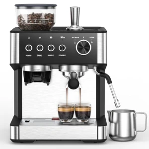 20 Bar Espresso Machine with Built-in Grinder and Milk Frother — Coffee Maker, Electactic