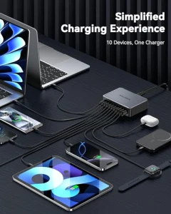 480W USB C Charging Station with 10 Ports for Multiple Devices, Rocoren
