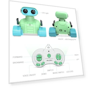 Rechargeable RC Robot Toy for Kids with Music and LED Eyes — Interactive Figures & Robots, ALLCELE