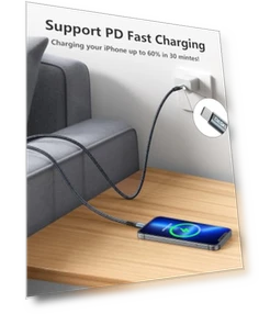 USB C to Lightning Cable 3Pack 10 FT, MFi Certified Fast Charger — Lightning, Dasku
