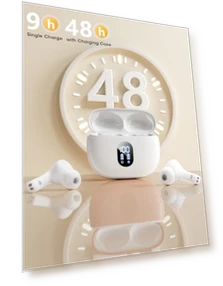 Wireless Earbuds with Big Bass Stereo Sound — In-Ear Headphones, ZZU