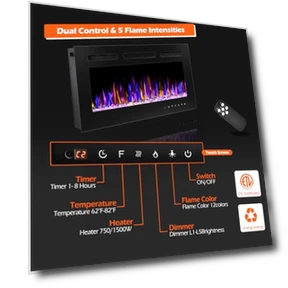 Electric Fireplace Wall Mounted and Recessed — Outdoor Fireplaces, BETELNUT