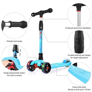 Kick Scooter with Light-Up Wheels and Adjustable Heights, Allek