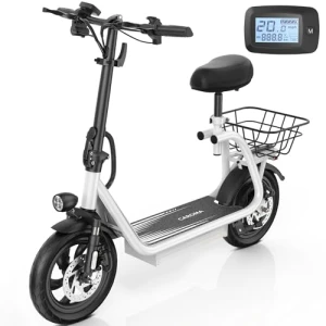 Electric Scooter with Seat, Foldable, 22 Miles Range, 20 Mph Max Speed — Electric Scooter, Caroma