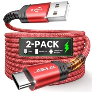 USB C Cable [2-Pack 6.6ft], USB A to USB Cord 3.1A Fast Charging, JSAUX