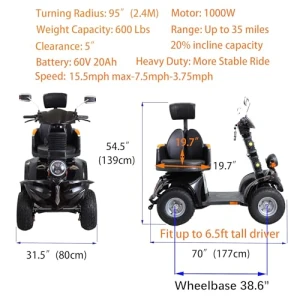 Heavy Duty 4-Wheel Electric Mobility Scooter, Xmatch