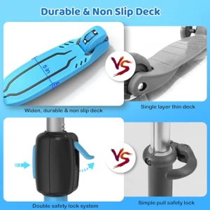 Kids Scooter with Light Up Wheels and Adjustable Height, TONBUX