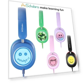 Kids Headphones for School Bulk Set 5-Pack Over-Ear, Foldable — In-Ear Headphones, A+ Scholars
