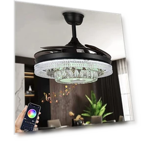 Modern Smart Ceiling Fan with Lights and Bluetooth Speaker — Ceiling Fan Wall Controls, Fandian
