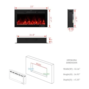 Smart Electric Fireplace Insert, VINEMOUNT