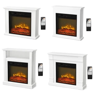 Freestanding Electric Fireplace Stove Space Heater with Realistic Flame, Bonnlo