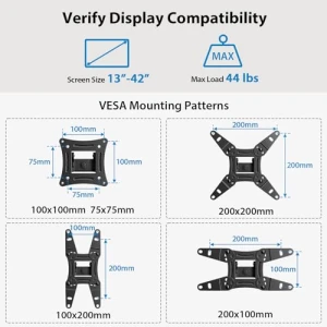 Full Motion TV Monitor Wall Mount Bracket, Pipishell