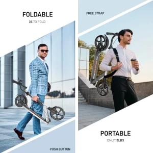 Foldable Kick Scooter with Big Wheels, WAYPLUS