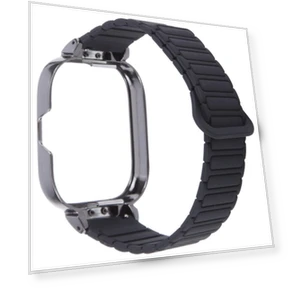 Metal Black Frame Integrated I-shaped Magnetic Silicone Watch Band — Bands, Redmi