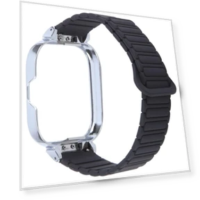 Metal Silver Frame Integrated I-shaped Magnetic Silicone Watch Band — Fitness Bands, Redmi