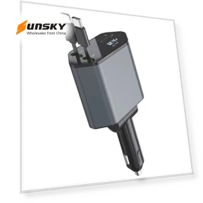 Multifunctional USB Retractable Dual-Line Digital Display Car Fast Charger — Chargers