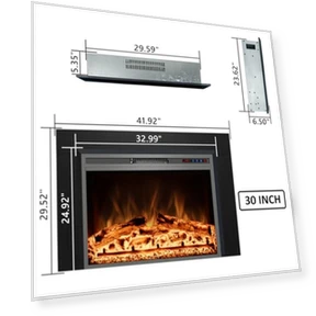 Electric Fireplace Insert with Metal Trim Kit — Tabletop Fireplaces, Kentsky