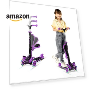 Foldable Seat Kids Scooter with LED Wheel Lights — Push Scooters, Lifemaster
