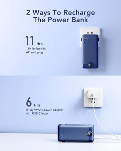Portable Charger with Built-in Wall Plug and Cables — Power Bank, VRURC