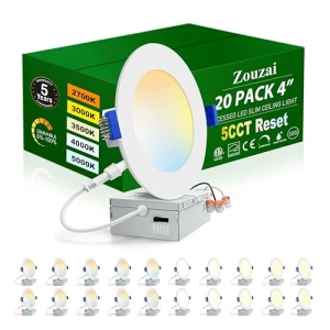 20 Pack 4 Inch Ultra-Thin LED Recessed Ceiling Light with Junction Box, zouzai