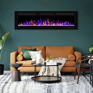 Electric Fireplace Wall Mounted and Recessed with Remote Control, BETELNUT