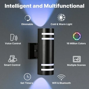 Smart Color Changing Outdoor Wall Sconce, futxnziey