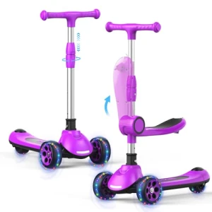 Adjustable Height Kids Kick Scooter with Removable Seat, EVLIQUIL